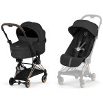 Duo mios 2026 poussette citadine avec nacelle pliable et ch�ssis rose gold sepia black
