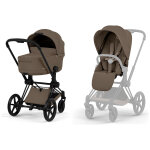 Duo priam 2026 poussette tout - terrain avec nacelle pliable et ch�ssis matt black coconut brown