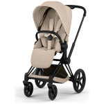 Duo priam 2026 poussette tout - terrain avec nacelle pliable et ch�ssis matt black cozy beige