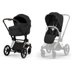 Duo priam 2026 poussette tout - terrain avec nacelle pliable et ch�ssis rose gold sepia black