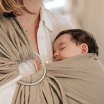 Echarpe de portage sling sans noeud tiss� en coton bio beige sable