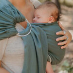 Echarpe de portage sling sans noeud tiss� en coton bio vert eucalyptus