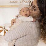Ensemble bonnet et moufles de naissance sable (0 - 1 mois)
