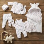 Ensemble cache - coeur + pantalon � pied mon petit coeur (3 mois)