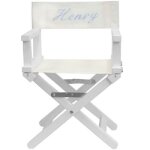 Fauteuil metteur en scne bleu clair pieds blancs (personnalisable)