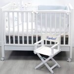 Fauteuil metteur en sc�ne bleu roi pieds blancs (personnalisable)