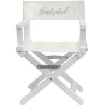 Fauteuil metteur en scne gris pieds blancs (personnalisable)