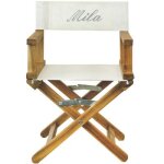 Fauteuil metteur en scne gris pieds bois (personnalisable)