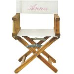 Fauteuil metteur en scne rose clair pieds bois (personnalisable)