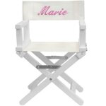 Fauteuil metteur en scne rose pieds blancs (personnalisable)