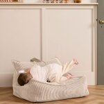 Fauteuil pouf blanc cass�