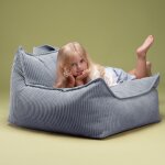 Fauteuil pouf blueberry velours c�tel�
