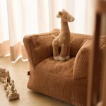 Fauteuil pouf corduroy caramel
