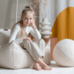 Fauteuil pouf marshmallow velours c�tel�