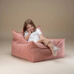 Fauteuil pouf pink mousse velours c�tel�
