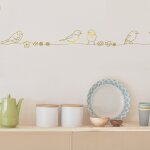 Frise murale perles et oiseaux gold (5 m)