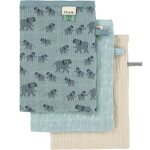 Lot de 3 gants de toilette en mousseline enchanting elephant