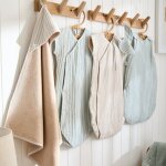 Gigoteuse d'�t� en gaze de coton ray� vert de gris (6 - 18 mois)