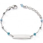 Gourmette boules bleues 12 + 2, 5 cm (argent) Gourmette boules bleues 12 + 2, 5 cm (argent)