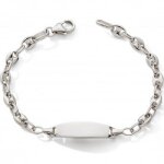Gourmette maille grain de caf plaque ovale 14 cm (argent)