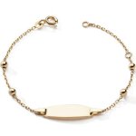 Gourmette plaque ovale avec chane perle (or jaune 375)