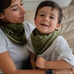 Grand foulard oscar bandana kaki (100 x 100 cm)