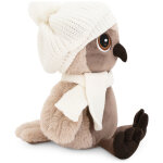 Hibou avec bonnet blanc et �charpe sonya (20 cm assis)