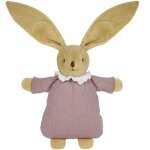 Hochet peluche lapin nid d'ange en coton bio vieux rose