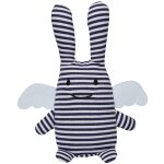 Hochet peluche ange lapin marini�re + pochette en coton