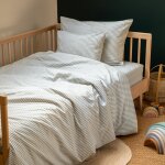 Housse de couette en percale de coton ray� bleu ardoise (140 x 200 cm)