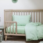 Housse de couette percale de coton vichy vert aqua (100 x 140 cm)