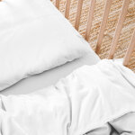 Housse de couette satin de coton bio blanc craie (100 x 140 cm)