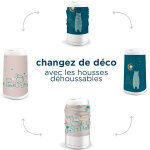 Housse d�corative poubelle dress up el�phants gris