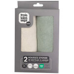 Lot de 2 housses de matelas � langer ecru - olive (70 x 50 cm)