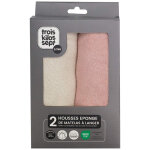 Lot de 2 housses de matelas � langer ecru - rose poudre (70 x 50 cm)