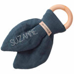 Anneau de dentition en bois bleu p�trole (personnalisable)