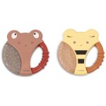 Lot de 2 anneaux de dentition animaux jaune et caramel