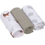 Lot de 3 langes en mousseline little forest renard (60 x 60 cm)