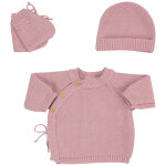 Lot brassi�re, bonnet et chaussons vieux rose (0 - 1 mois)