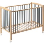 Lit  barreaux en bois arthur hybride bleu gris (70 x 140 cm)