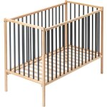Lit  barreaux en bois rmi hybride anthracite (60 x 120 cm)