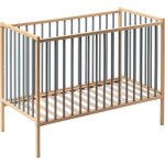 Lit � barreaux en bois r�mi hybride bleu gris (60 x 120 cm)