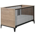Lit b�b� en ch�ne blond noir marcel (70 x 140)