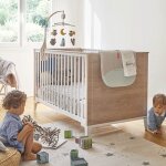 Lit b�b� �volutif 70x140 cm avec 2 pans de transformation en ch�ne marcel