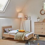 Lit b�b� �volutif 70x140 cm avec 2 pans de transformation en ch�ne marcel