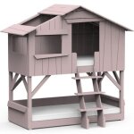 Lit cabane superpos finition laque (coloris au choix)