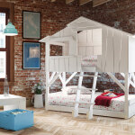 Lit cabane superpos� finition laqu�e (coloris au choix)