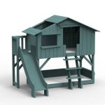 Lit cabane superpos avec toboggan finition laque (coloris au choix)