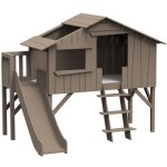 Lit cabane avec toboggan finition laque (coloris au choix)