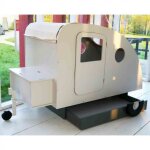 Lit enfant caravane avec coffre + timon finition laqu�e (coloris au choix)